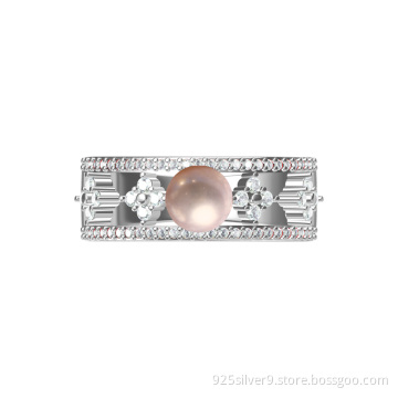 Customized colour 925 sterling silver New style ring with fresh water pearl&CZ